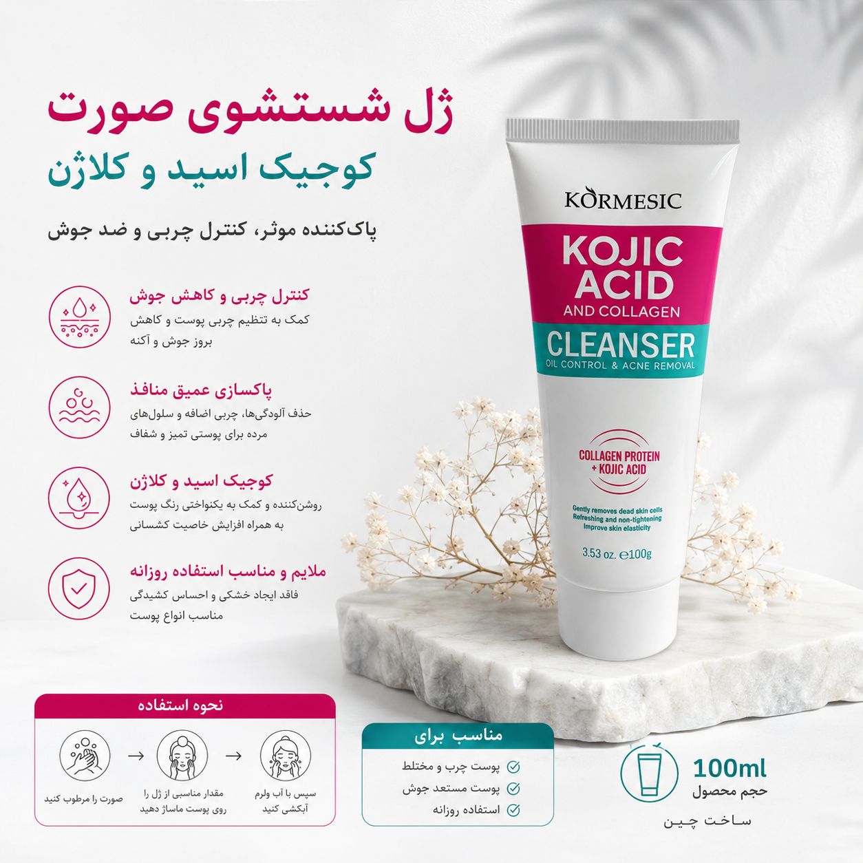 IMG_20260907_112307_501 فيس واش کوجيک اسيد KORMESIC 32454 - تصویر 1